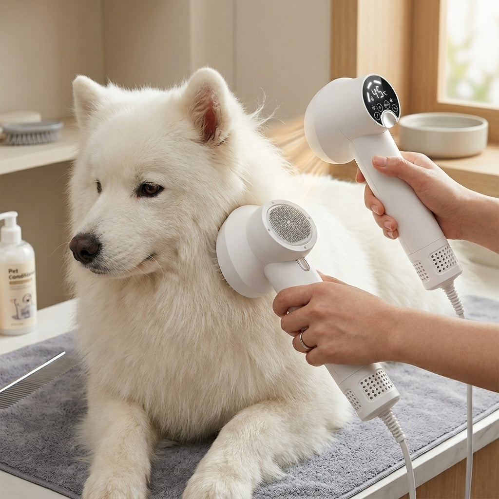 using quiet pet dryer on dog at home stress free grooming